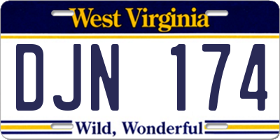 WV license plate DJN174