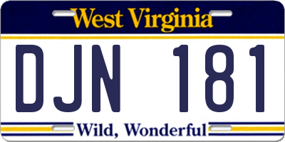 WV license plate DJN181