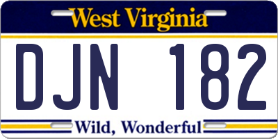 WV license plate DJN182