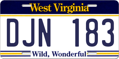 WV license plate DJN183