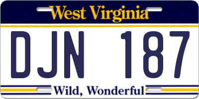 WV license plate DJN187