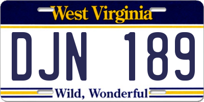 WV license plate DJN189