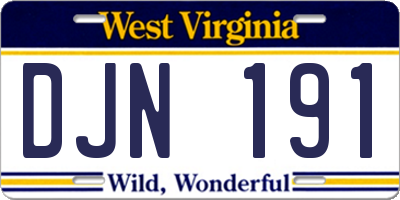WV license plate DJN191