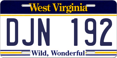 WV license plate DJN192