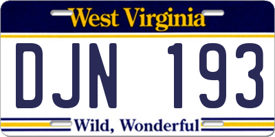 WV license plate DJN193