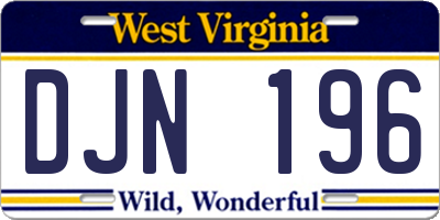 WV license plate DJN196