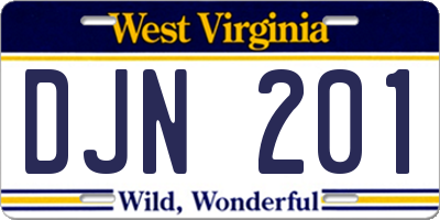 WV license plate DJN201