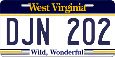 WV license plate DJN202