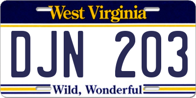 WV license plate DJN203