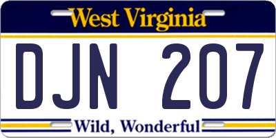 WV license plate DJN207