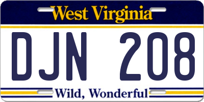 WV license plate DJN208