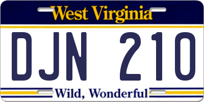 WV license plate DJN210