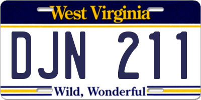 WV license plate DJN211