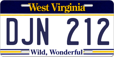 WV license plate DJN212