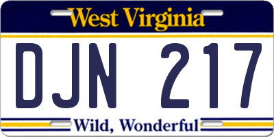 WV license plate DJN217