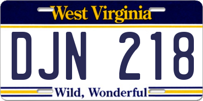 WV license plate DJN218