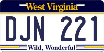 WV license plate DJN221