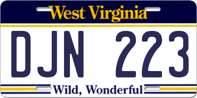 WV license plate DJN223