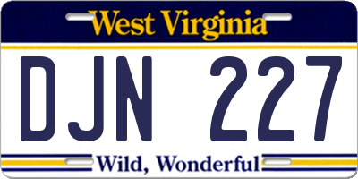 WV license plate DJN227