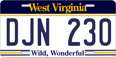 WV license plate DJN230