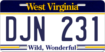 WV license plate DJN231