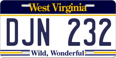 WV license plate DJN232