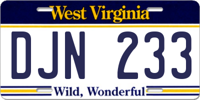 WV license plate DJN233
