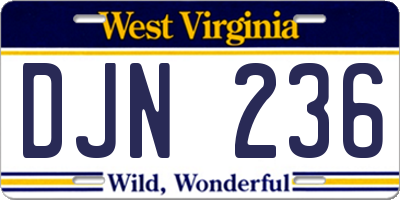 WV license plate DJN236