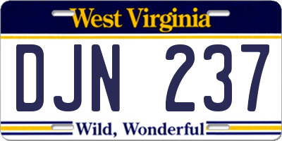 WV license plate DJN237