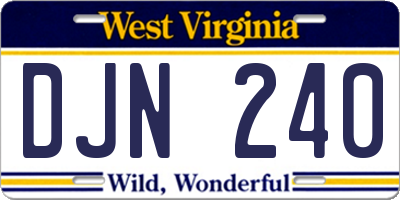 WV license plate DJN240
