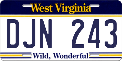 WV license plate DJN243