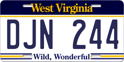 WV license plate DJN244
