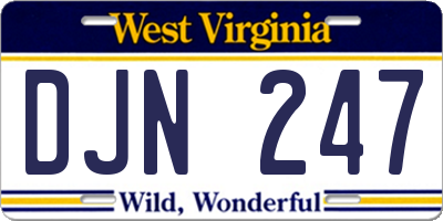 WV license plate DJN247