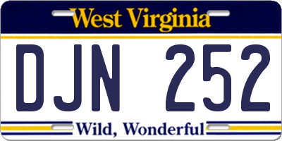 WV license plate DJN252