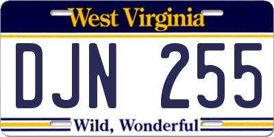 WV license plate DJN255