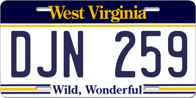 WV license plate DJN259