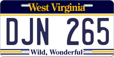 WV license plate DJN265