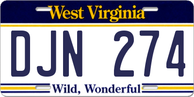 WV license plate DJN274