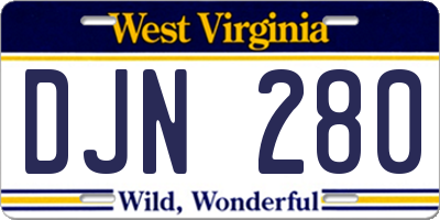 WV license plate DJN280