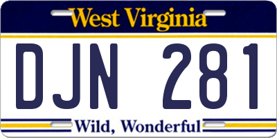 WV license plate DJN281