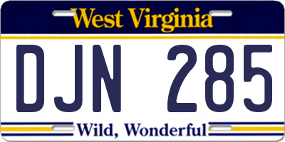WV license plate DJN285