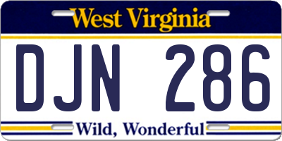WV license plate DJN286