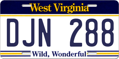 WV license plate DJN288