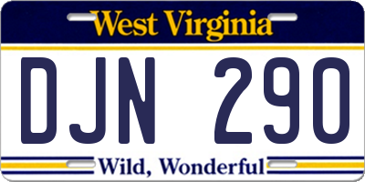 WV license plate DJN290