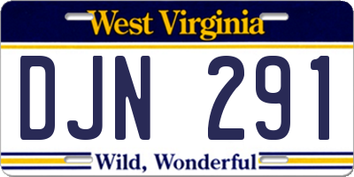 WV license plate DJN291