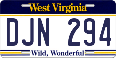 WV license plate DJN294