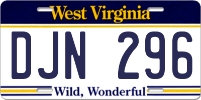 WV license plate DJN296