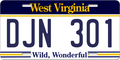 WV license plate DJN301
