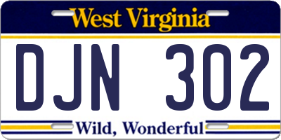 WV license plate DJN302
