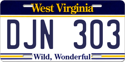 WV license plate DJN303